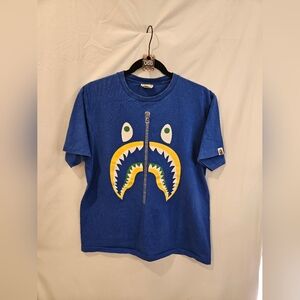 066 RARE BAPE A Bathing Ape T-Shirt Royal Blue Navy Size Medium